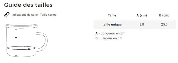 dimensions tasse email tete de mort