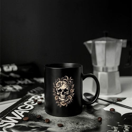 mug noir tete de mort serpent cadeau skull gothique 500