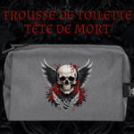 cadeau tête de mort trousse de toilette tete de mort ailes roses rouges gothique cadeau utile original pas cher gothique skull