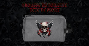 cadeau tête de mort trousse de toilette tete de mort ailes roses rouges gothique cadeau utile original pas cher gothique skull