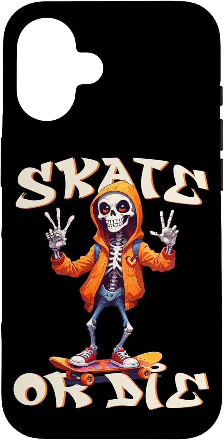 coque iphone 11 12 13 14 15 16 mini pro max skate skull tete de mort skate skateboard skater cadeau ado