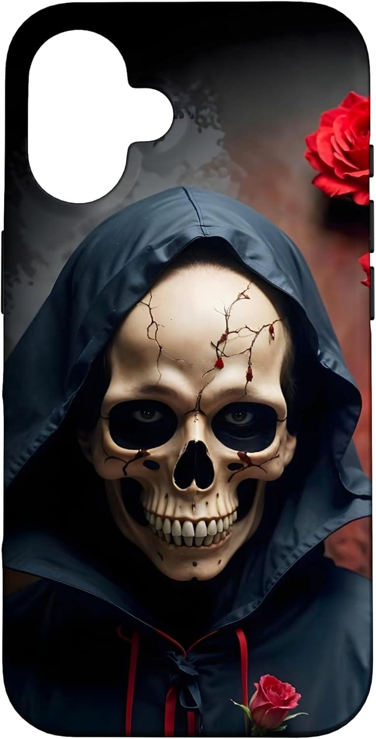 coque iPhone tête de mort gothique skull roses rouges cadeau