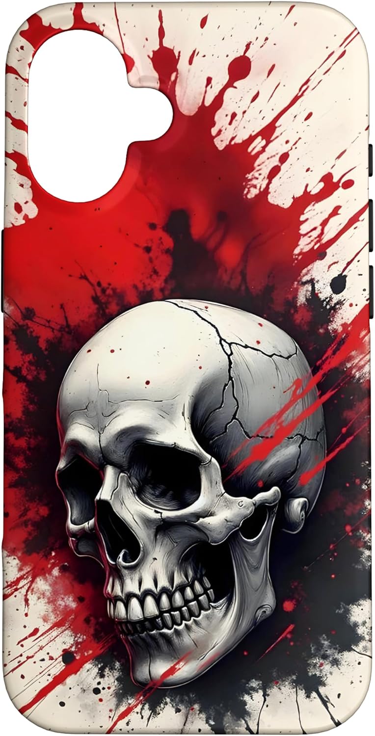 coque iphone tete de mort gothique skull splashes rouge noir 3