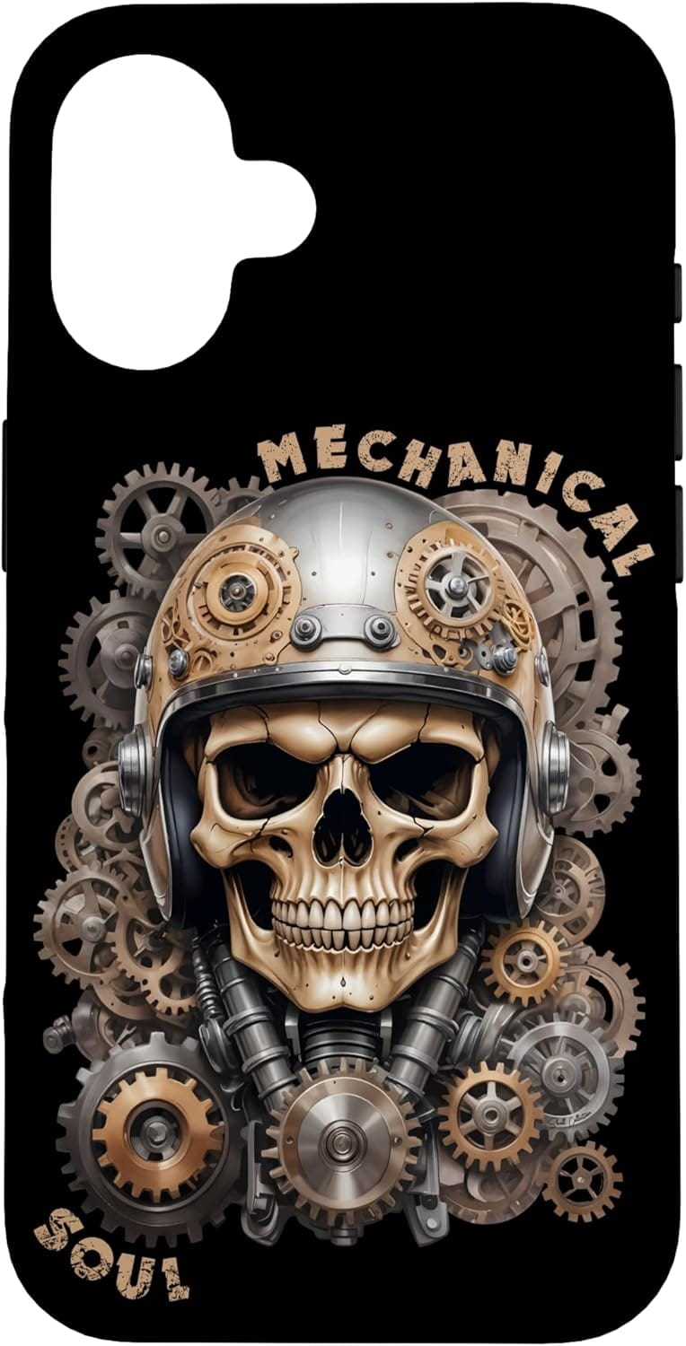 coque iphone tete de mort motard biker streampunk engrenages mecanical soul vintage smartphone cadeau