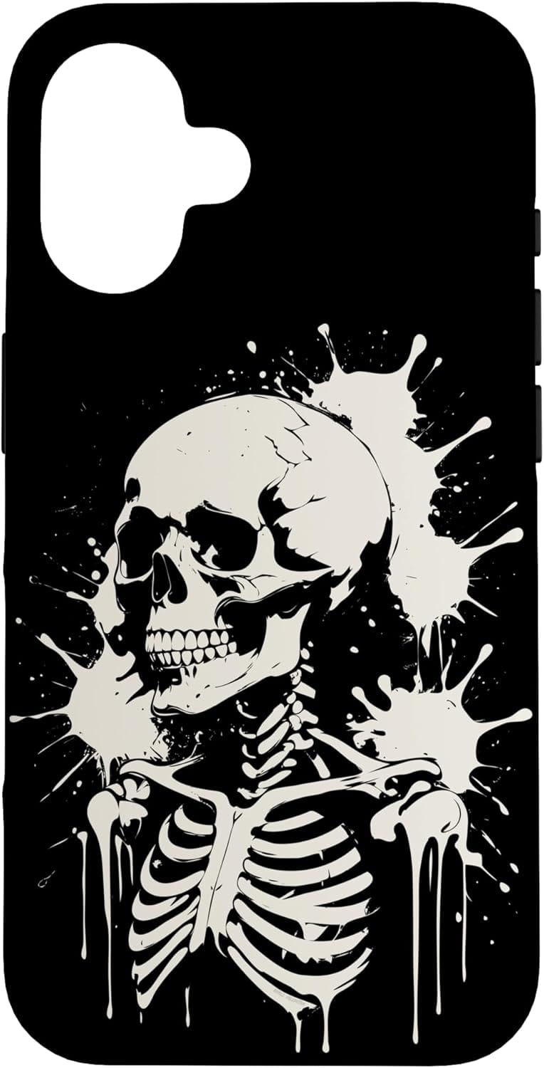 coque iphone tete de mort skull gothique ecru squelette