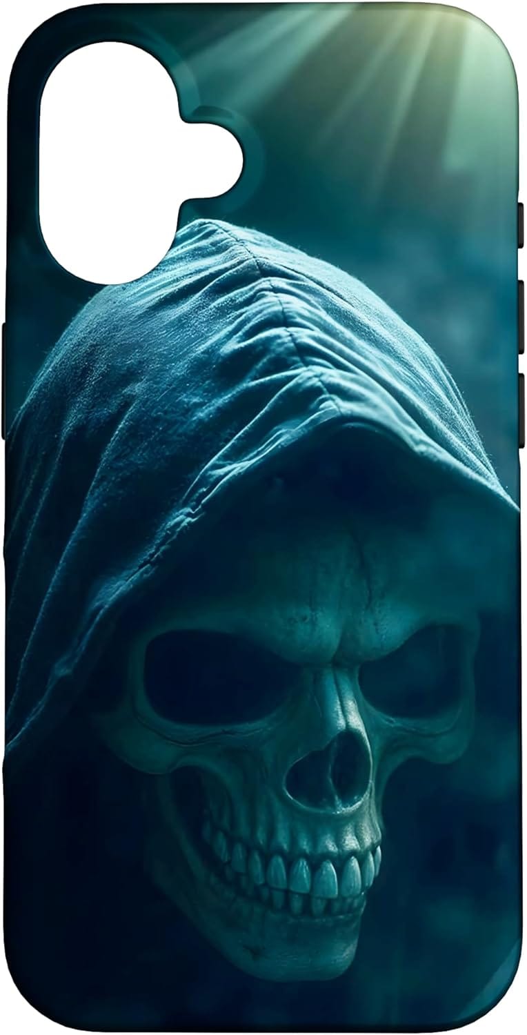 coque iPhone tête de mort skull gothique n visage squelette capuche brume cadeau tête de mort gothique