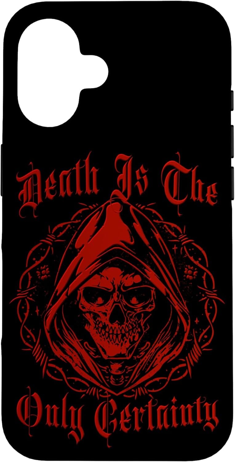 coque iphone tete de mort skull gothique rouge death is the only certainty