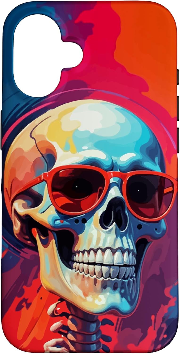 coque iPhone tête de mort skull lunettes de soleil originale et colorée idée cadeau téléphone ado