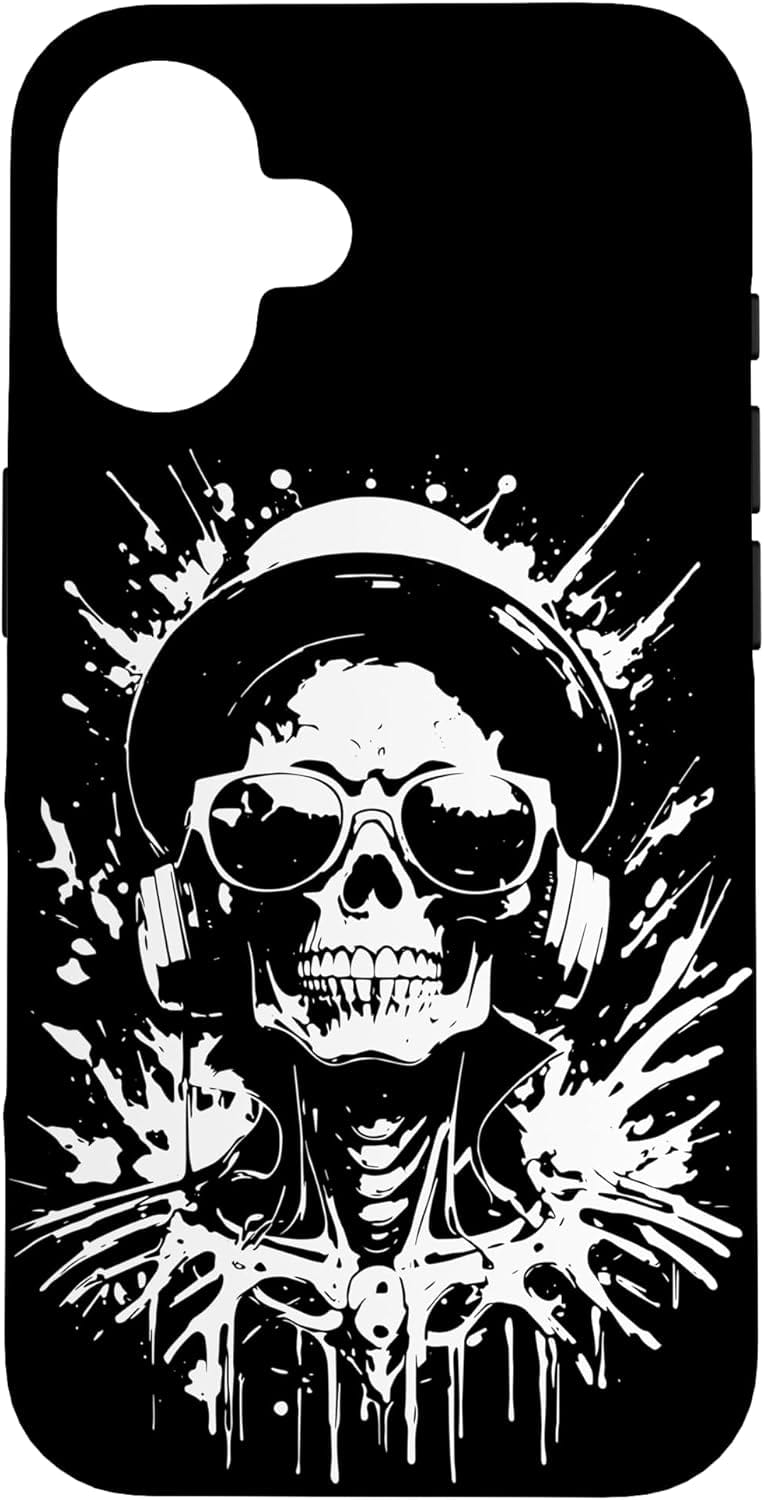 coque iphone tete de mort skull squelette casque dj Cadeau DJ Musique métal heavy métal