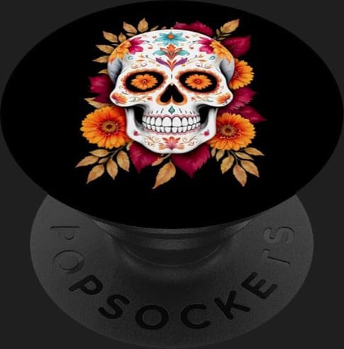 popsockets tete de mort mexicaine sugar skull fleurs dia de los muertos cadeau