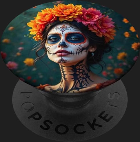 popsockets tete de mort mexicaine sugar skull visage fleurs rose cadeau calavera accessoire telephone 2