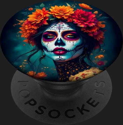 popsockets tete de mort mexicaine sugar skull visage fleurs rose cadeau calavera accessoire telephone 3