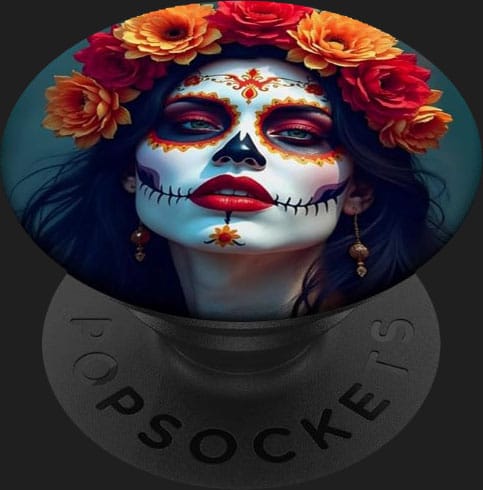 popsockets tete de mort mexicaine sugar skull visage fleurs rose cadeau calavera accessoire telephone 4