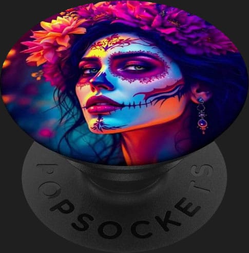 popsockets tete de mort mexicaine sugar skull visage fleurs rose cadeau calavera accessoire telephone 5