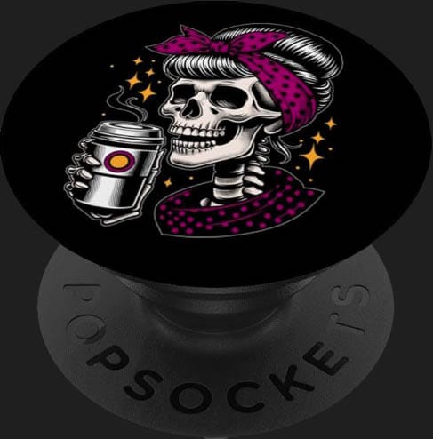 popsockets tete de mort pinup buvant un cafe skull cadeau 1