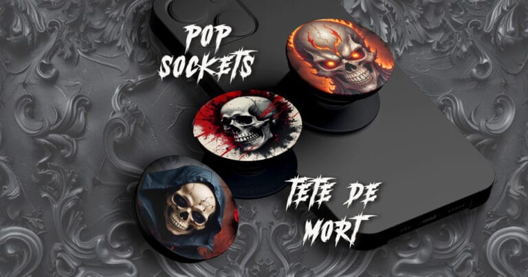 popsockets tête de mort skull cadeau gothique accessoire smartphone idée cadeau originale pas chère utile