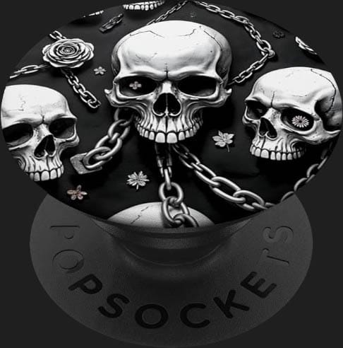 popsockets tete de mort skull gothique chaines noir blanc cadeau 2