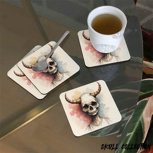 sous verres cadeau deci tete de mort