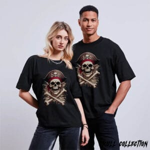 t shirt homme femme oversize pirate tete de mort skull jolly roger