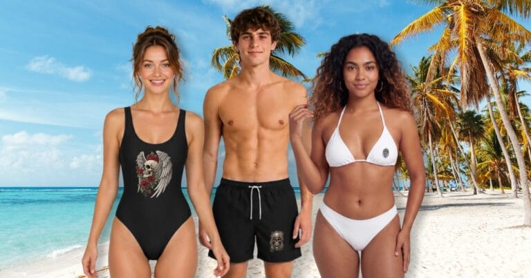 maillot de bain tête de mort GOTHIQUE dark chic tête mexicaine femme homme