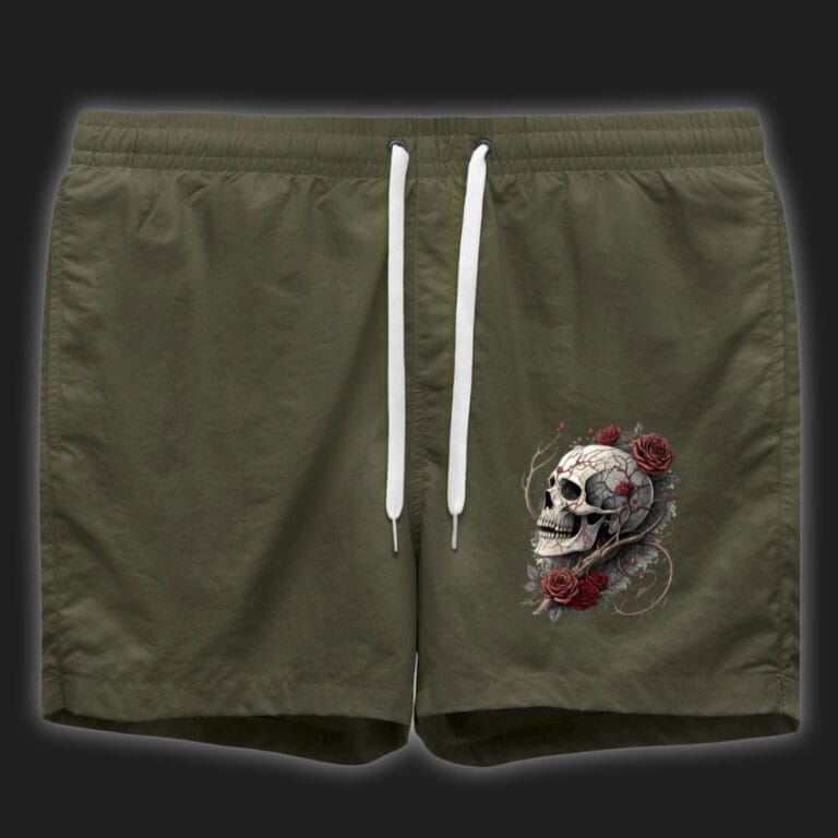 short de bain homme tete de mort biker skul gothiquel