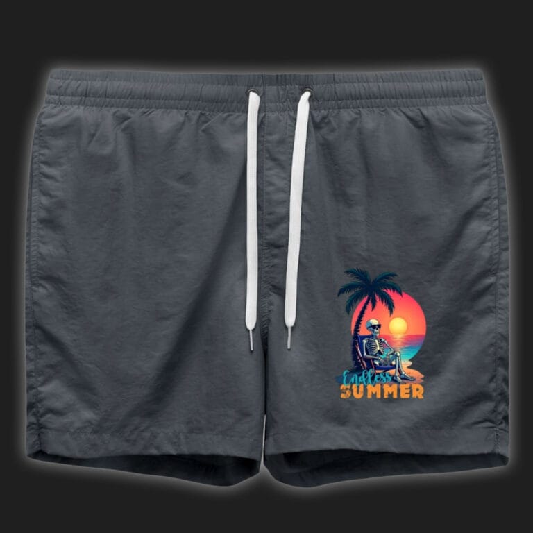 short de bain homme tete de mort squelette plage